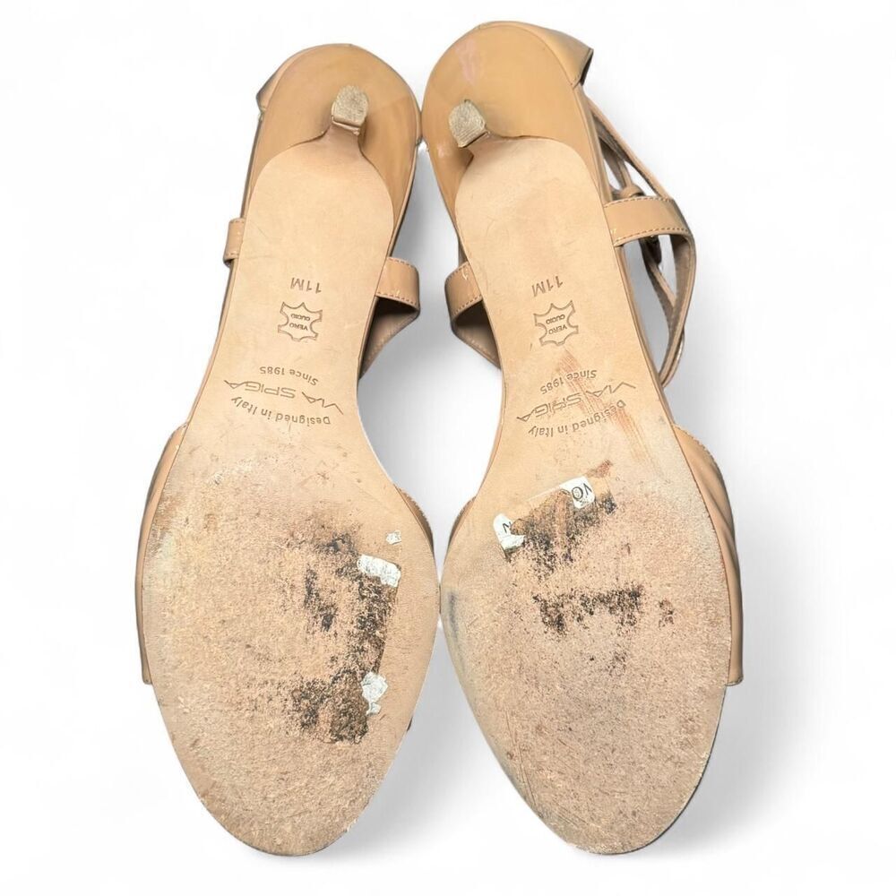 Via Spiga V-Lindsie Nude Patent Leather Strappy Sandals Size 11M Kitten Heels - Picture 4 of 8